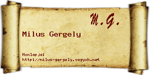 Milus Gergely névjegykártya